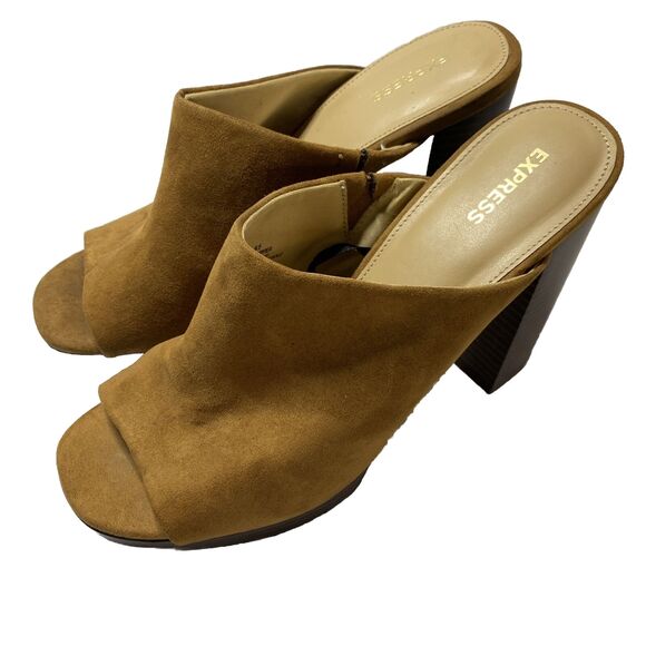 Express Women Platform Heel Sandal Size 9.5 Brown Slip On Sky High Slide 90s Y2K - Picture 6 of 10